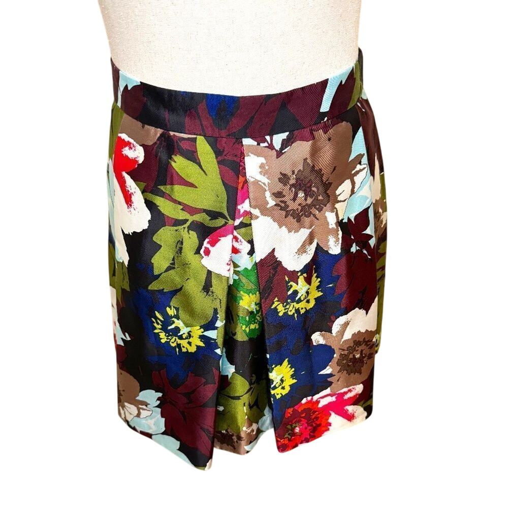Trina Turk skirt floral watercolor pleated  20th Holiday 2015 collection Sz 12